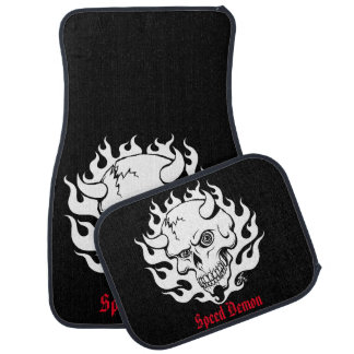 Speed Demon Skull in Flames Car Floor Mat