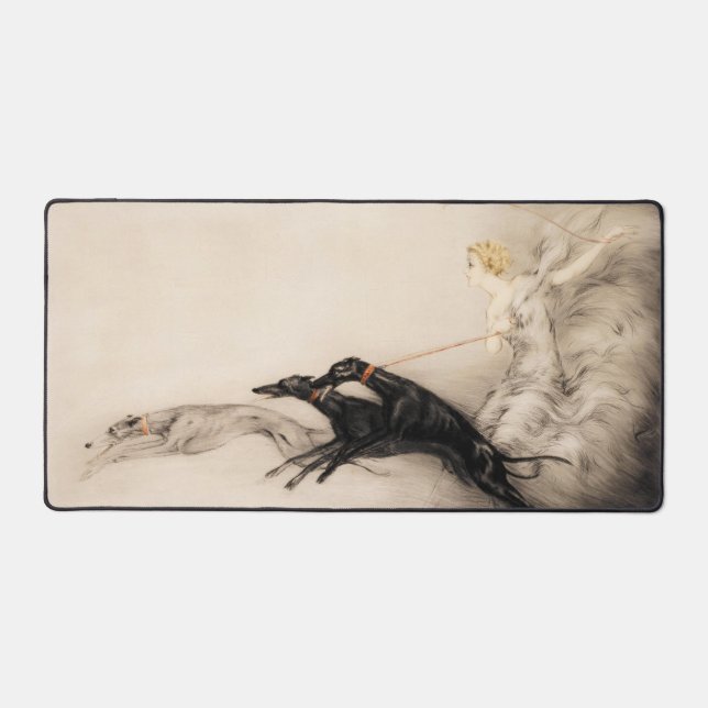 Speed II, Vitesse, 1933 by Louis Icart Desk Mat (Front)