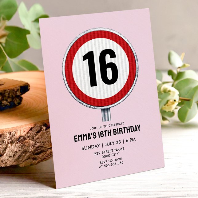 Speed Limit 16th Birthday - ANY AGE Invitation (Creator Uploaded)