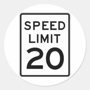 Speed Limit 20 Sreet Sign Classic Round Sticker