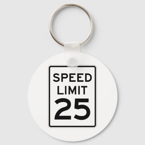 Speed Limit 25 MPH Sign Keychain