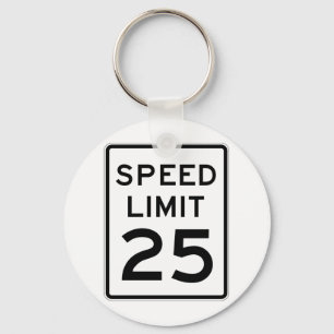 Speed Limit 25 Street Sign Keychain