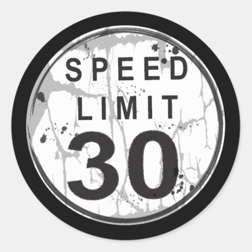 Speed Limit 30 MPH Grungy Sticker