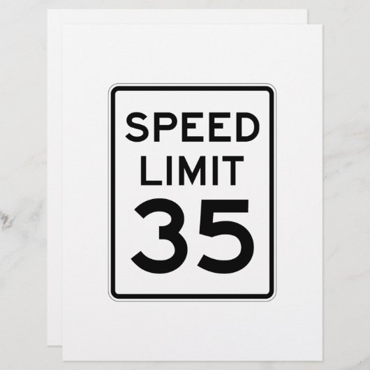 Speed Limit 35 MPH Sign (Front/Back)