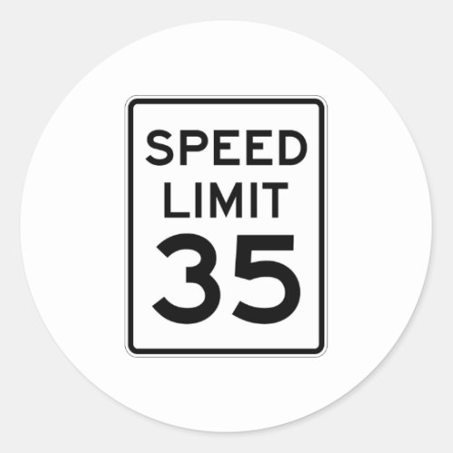 Speed Limit 35 MPH Sign Classic Round Sticker