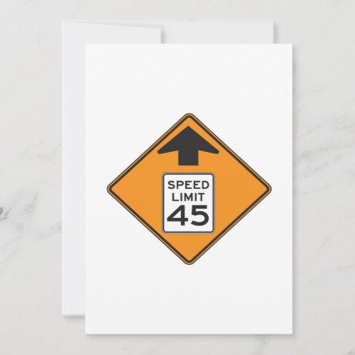 Speed Limit 45 Road Sign Invitations