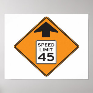 Speed Limit 45 Road Sign Poster