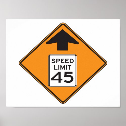 Speed Limit 45 Road Sign Poster