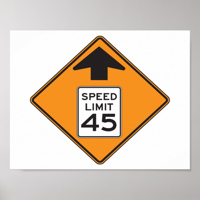 Speed Limit 45 Road Sign Poster (Front)