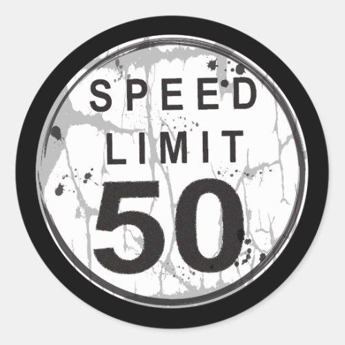 Speed Limit 50 MPH Grungy Sticker