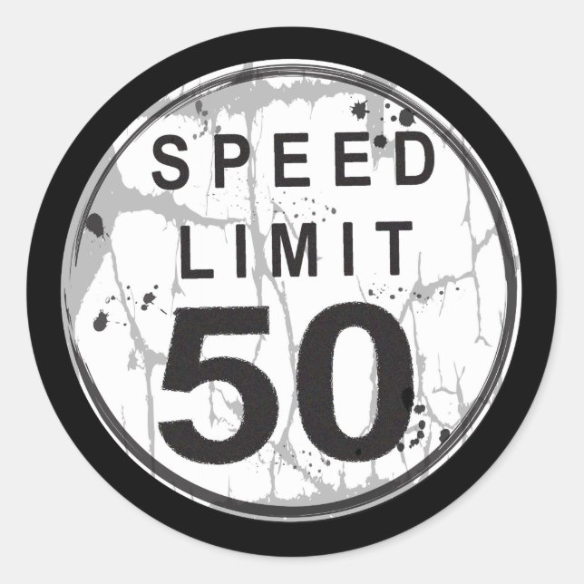 Speed Limit 50 MPH Grungy Sticker (Front)