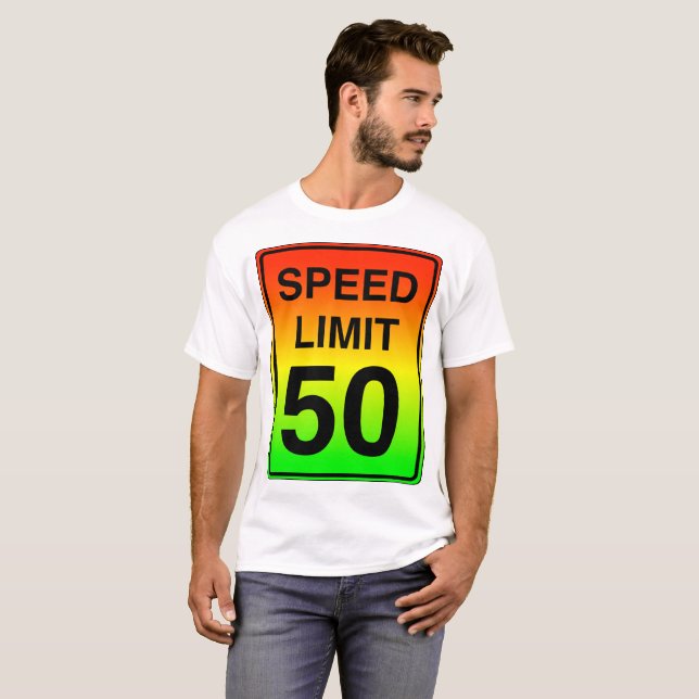 Speed Limit 50 Sign with Stoplight Colors T-Shirt (Front Full)