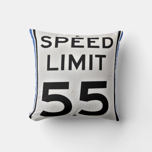 Speed Limit 55 Highway Road Sign Throw Pillow