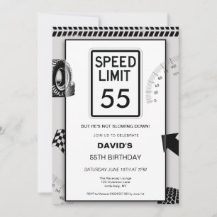 Speed Limit 55 Mans 55th Birthday Invitation