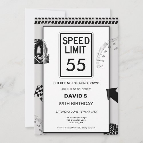 Speed Limit 55 Mans 55th Birthday Invitation