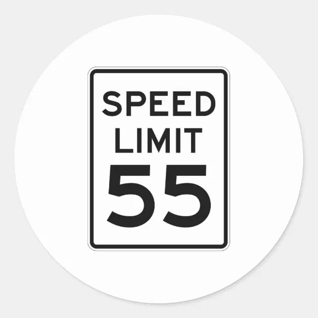 Speed Limit 55 MPH Sign Classic Round Sticker | Zazzle
