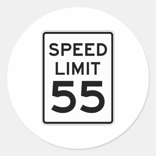 Speed Limit 55 MPH Sign Classic Round Sticker (Front)