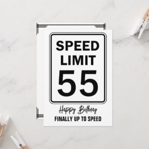 Speed Limit 55 Sign Birthday Finally Up To Speed Invitation