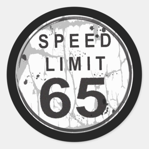 Speed Limit 65 Grungy Sticker