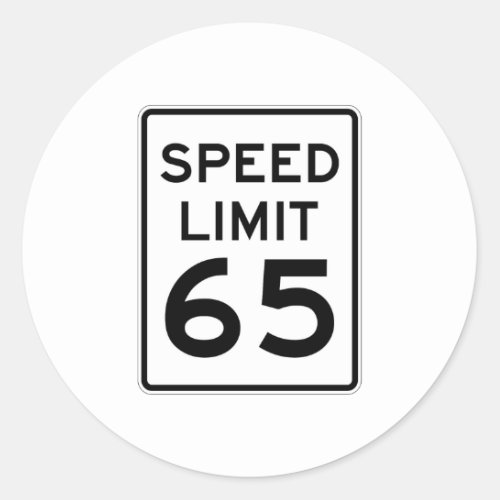 Speed Limit 65 MPH Sign Classic Round Sticker
