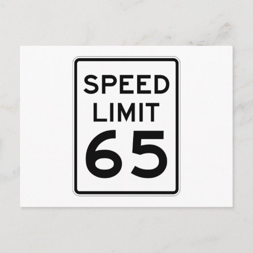 Speed Limit 65 MPH Sign Postcard