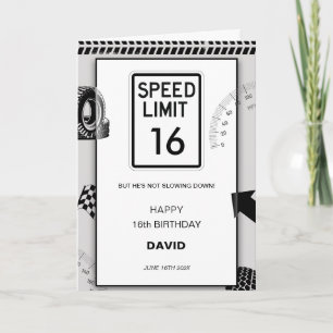 Speed Limit Boy's 16th Birthday Card