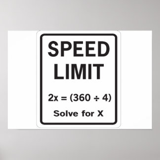 Speed Limit Math Poster