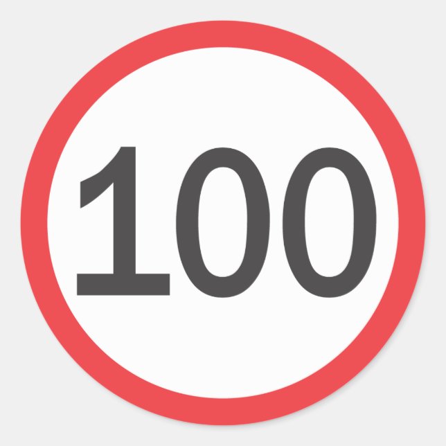 Speed limit one hundred classic round sticker (Front)