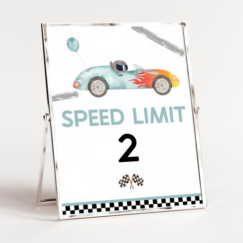 Speed Limit Race Car Birthday Party Sign