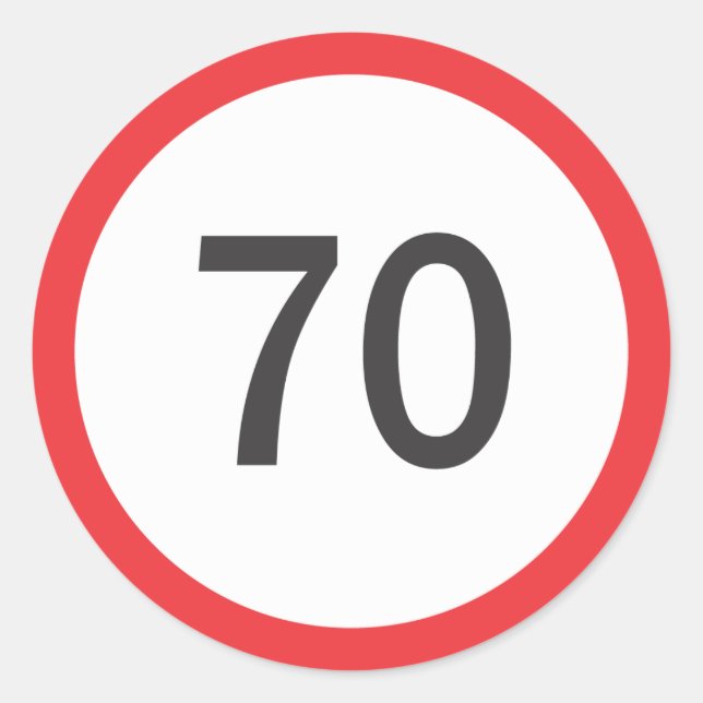 Speed limit seventy classic round sticker (Front)