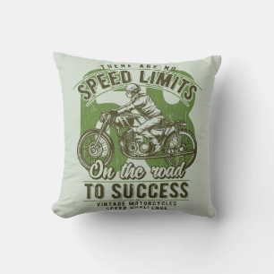 Speed Limits distressed vintage rider motorcycle T Throw Pillow