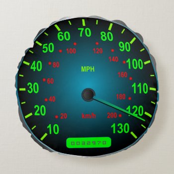 Speed Lover Speedometer I Love Speed Round Pillow by TheArtOfPamela at Zazzle