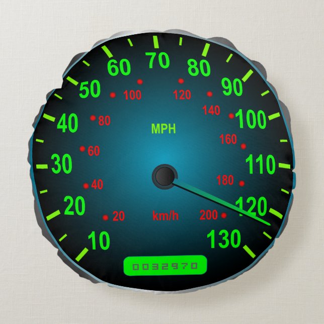 Speed Lover Speedometer I Love Speed Round Pillow (Front)