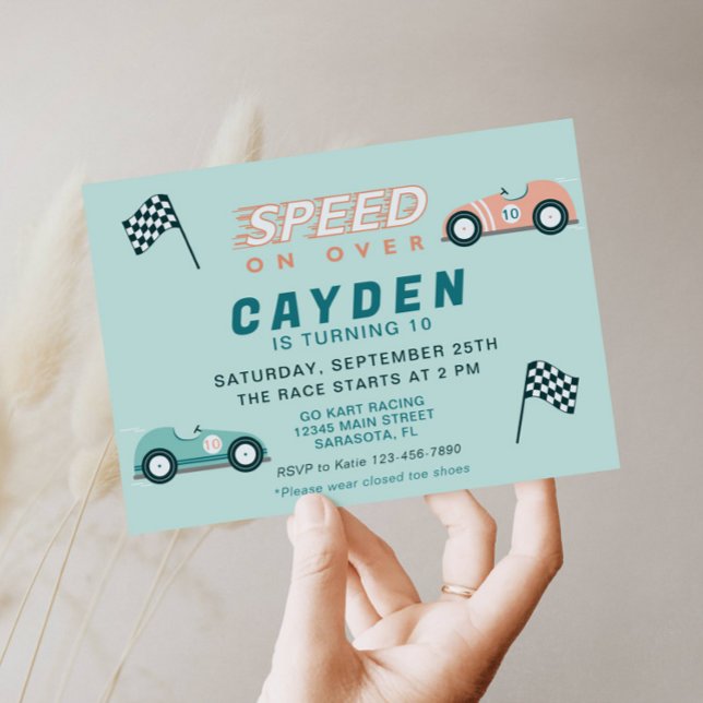 Speed Race Card Birthday Party Invitation (Creator Uploaded)