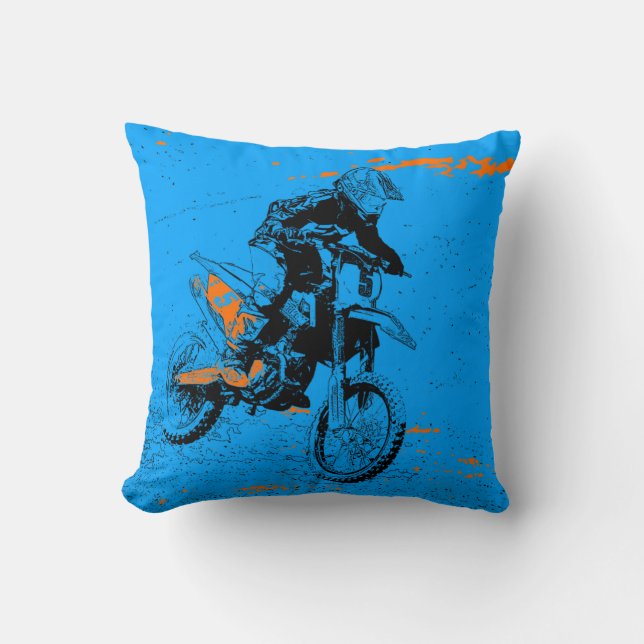 Speed Racer - Motocross Racer Ceramic Ornament Throw Pillow (Front)
