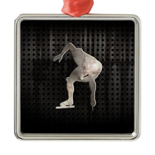 Speed Skater; Cool Metal Ornament