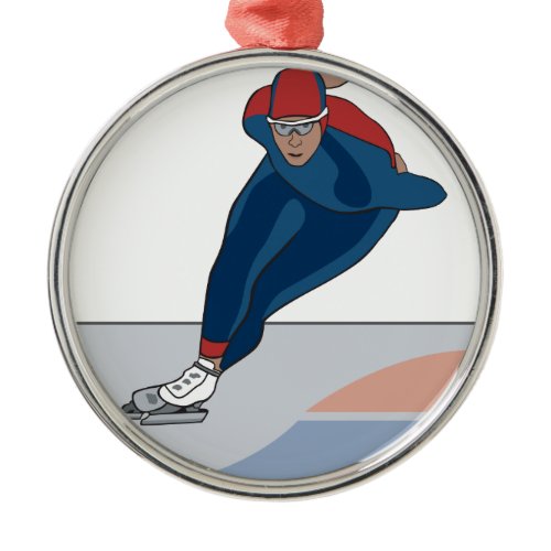 speed skater metal ornament