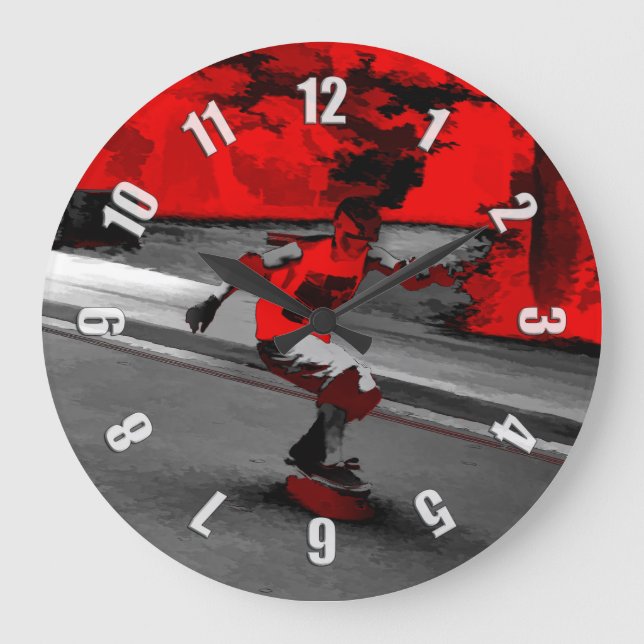 Speed Skater  -  Skateboarder Large Clock (Front)