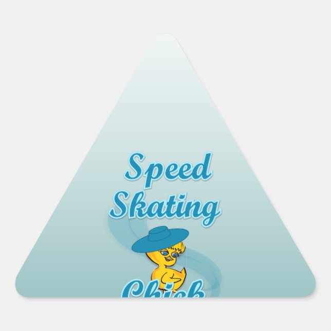 Speed Skating Chick #3 Triangle Sticker (Front)