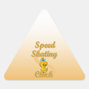 Speed Skating Chick Triangle Sticker