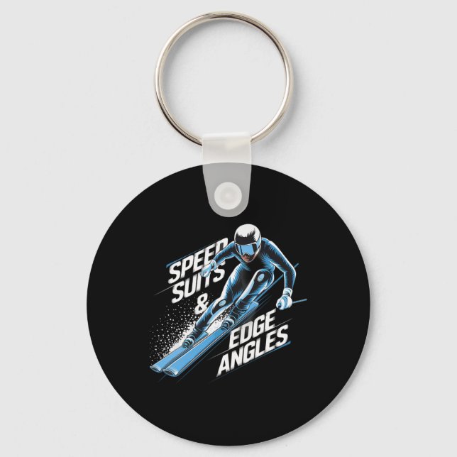 Speed Suits And Edge Angles Alpine Skiing  Keychain (Front)