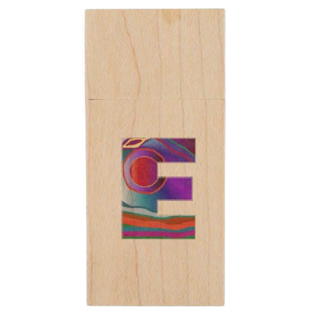 Speed USB 8GB to 64GB ALPHA NAME IDENTITY E EE EEE Wood Flash Drive (Front Vertical)