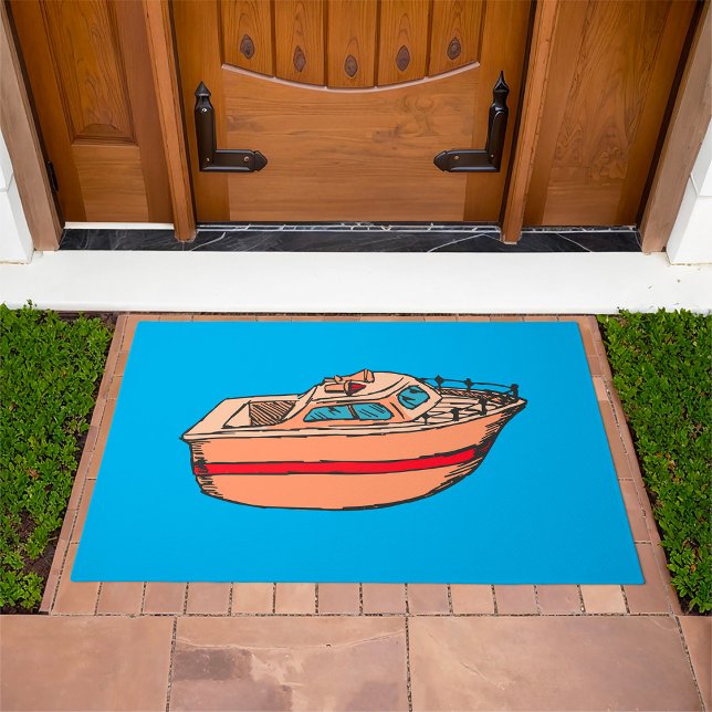 Speedboat Illustration Fun Nautical Boat Design Doormat (Creator Uploaded)