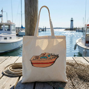 Speedboat Illustration Fun Nautical Boat Design Tote Bag