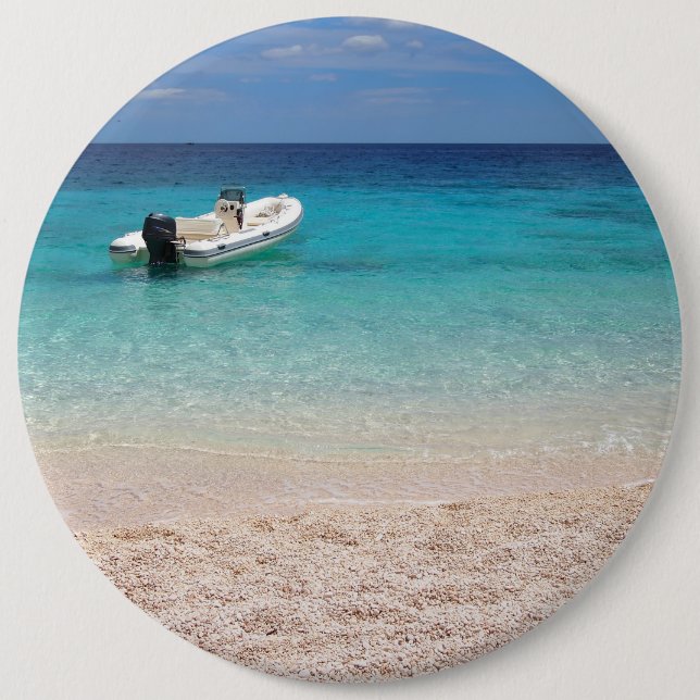 Speedboat in the blue sea button (Front)