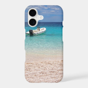 Speedboat in the blue sea iPhone 17 case