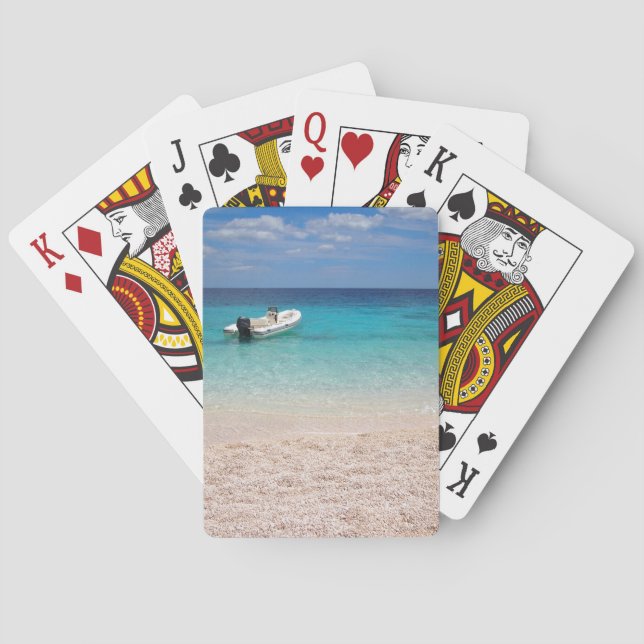 Speedboat in the blue sea playing cards deck (Back)