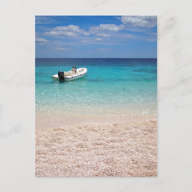 Speedboat in the blue sea postcard (Front)