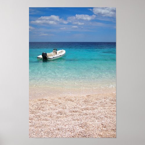 Speedboat in the blue sea poster