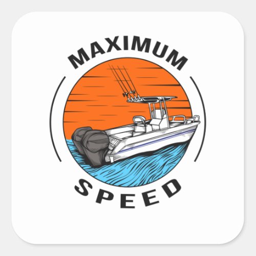 Speedboat Motorboat Racing Boat Captain Square Sticker